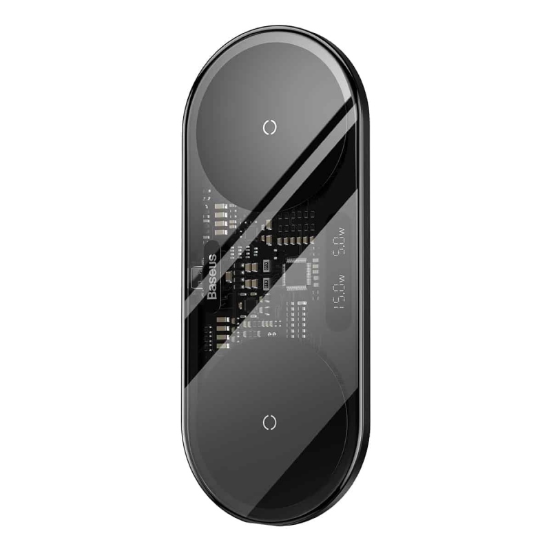 Baseus WXSX010101 LED Display 2in1 Bezdrátová Nabíječka 20W (s USB-C kabelem 1m Black) Black