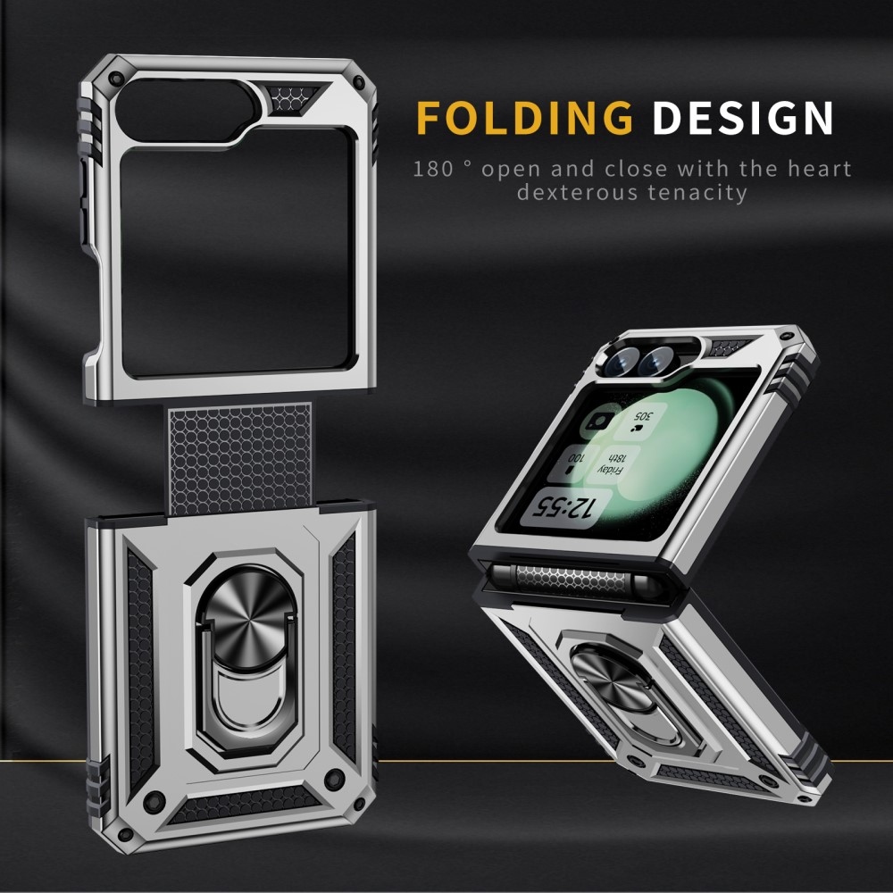 Ring odolný kryt na Samsung Galaxy Z Flip6 5G - stříbrný