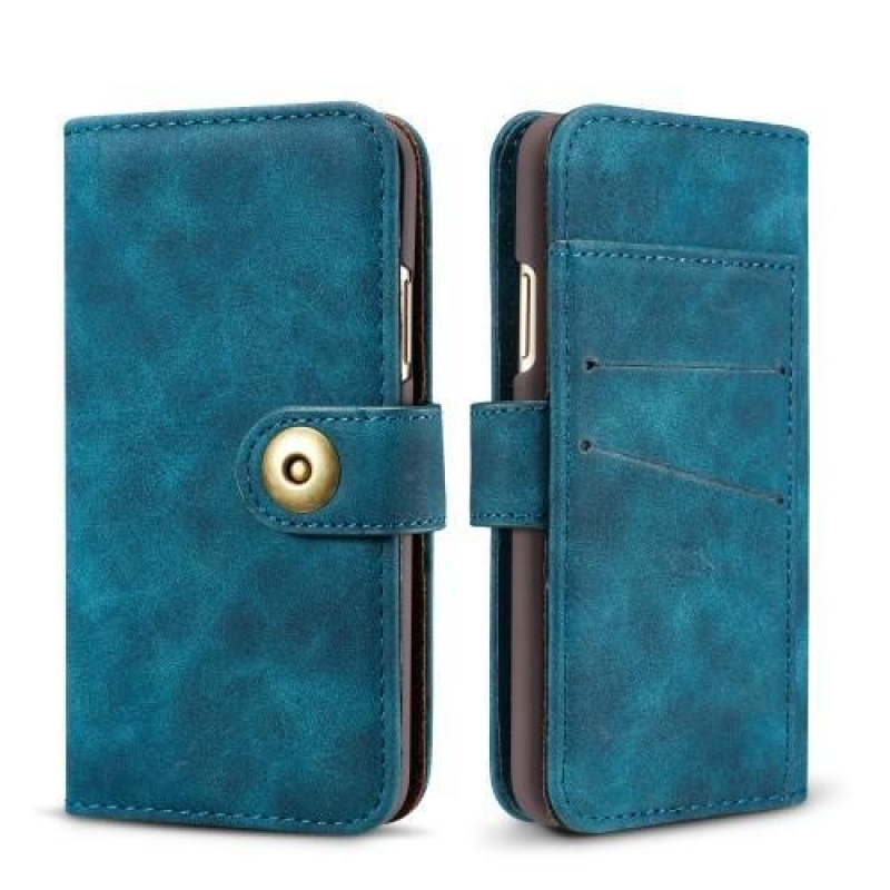 Batik PU kožené stylové pouzdro na iPhone X - modré