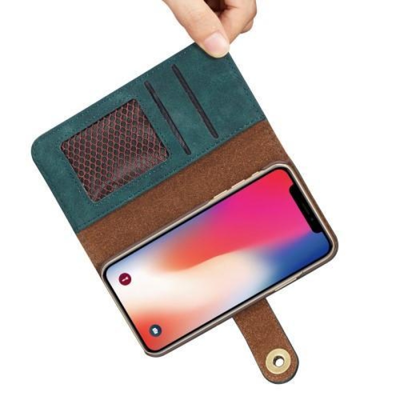 Batik PU kožené stylové pouzdro na iPhone X - modré