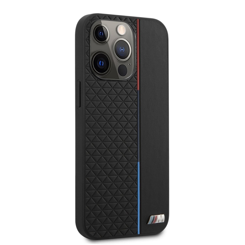BMW PU Triangles Tricolor Line Zadní Kryt pro iPhone 13 Pro Max Black