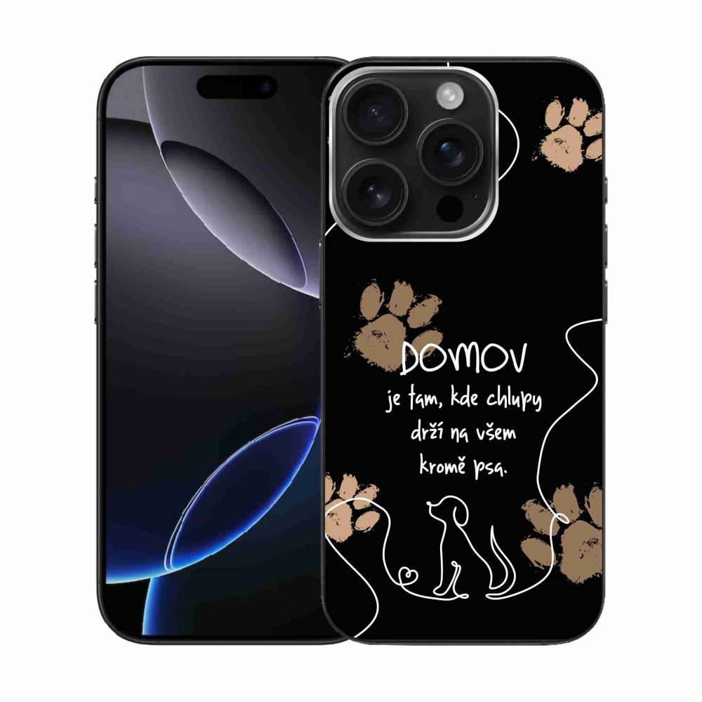 Gelový kryt mmCase na iPhone 16 Pro - psí motiv černé pozadí