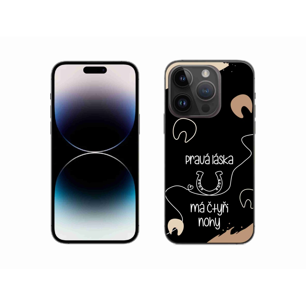 Gelový kryt mmCase na iPhone 14 Pro 6.1 - koňský motiv černé pozadí