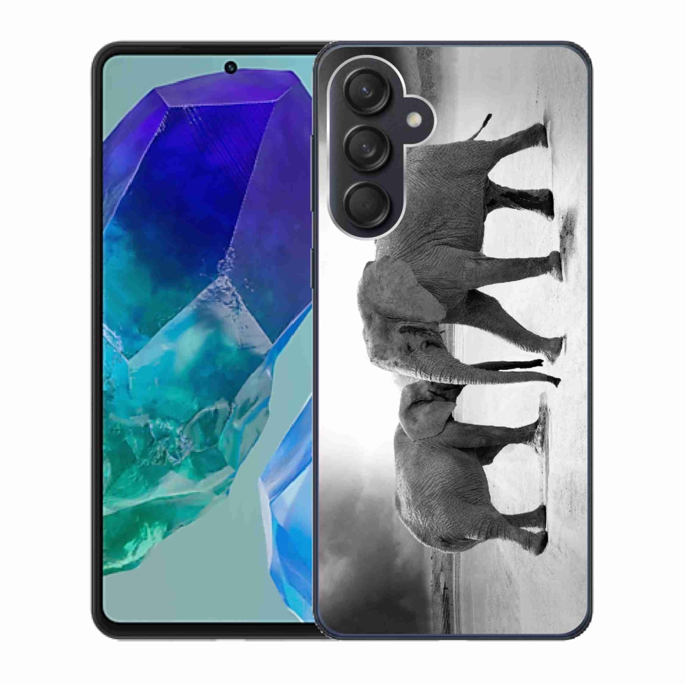 Gelový kryt mmCase na Samsung Galaxy M55 5G - černobílí sloni