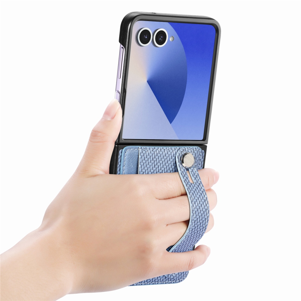 Wrisat plastový kryt s umělou kůží na Samsung Galaxy Z Flip7 5G - modrý