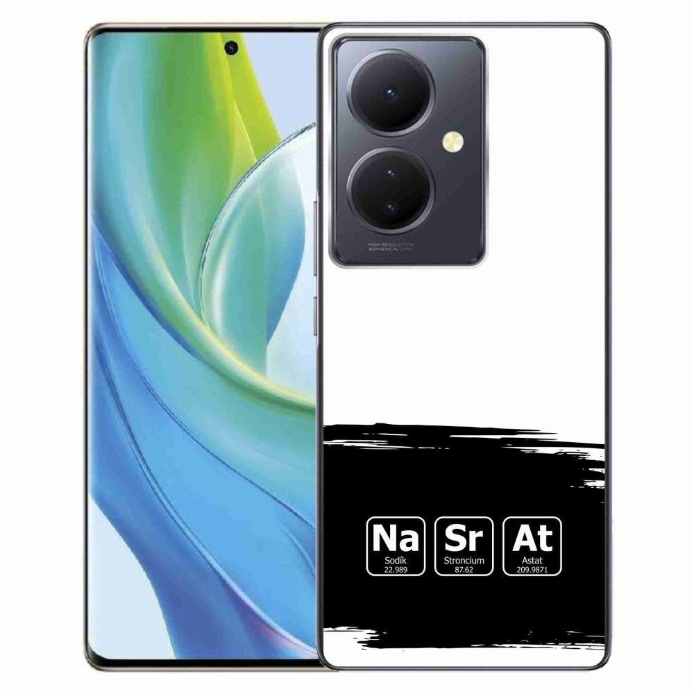 Gelový kryt mmCase na Vivo V29 Lite 5G - chemické prvky černobílé pozadí