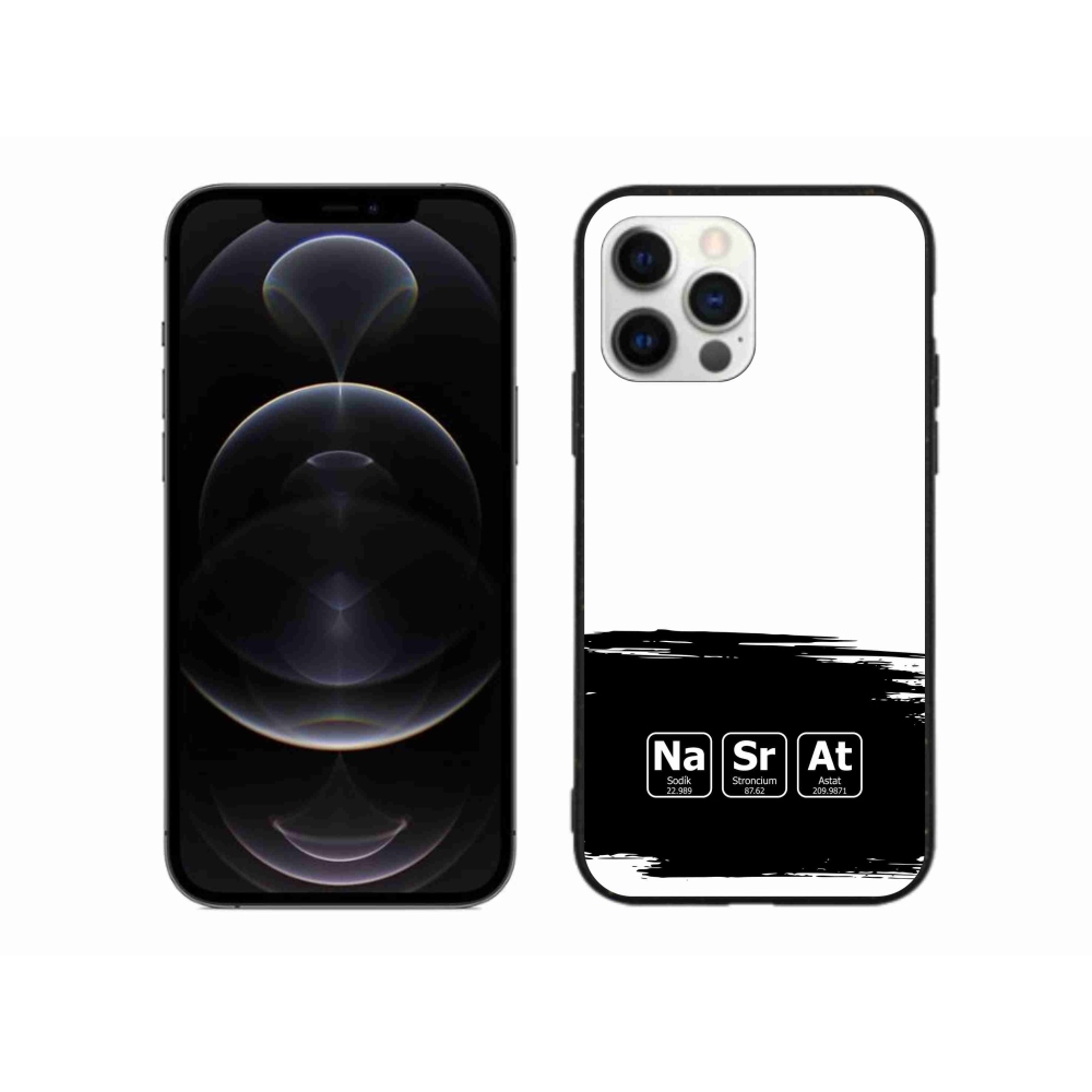 Gelový kryt mmCase na iPhone 12 Pro Max - chemické prvky černobílé pozadí