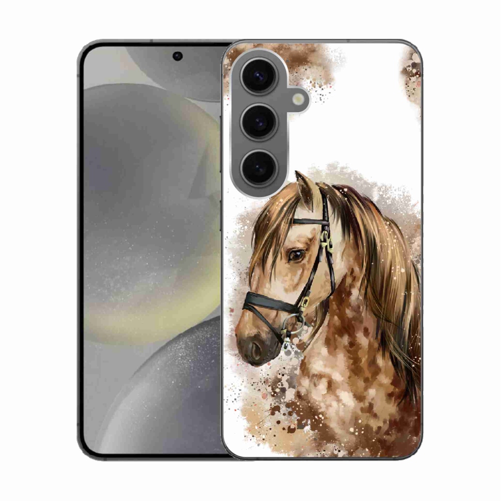 Gelový kryt mmCase na Samsung Galaxy S24 - hnědý kreslený kůň