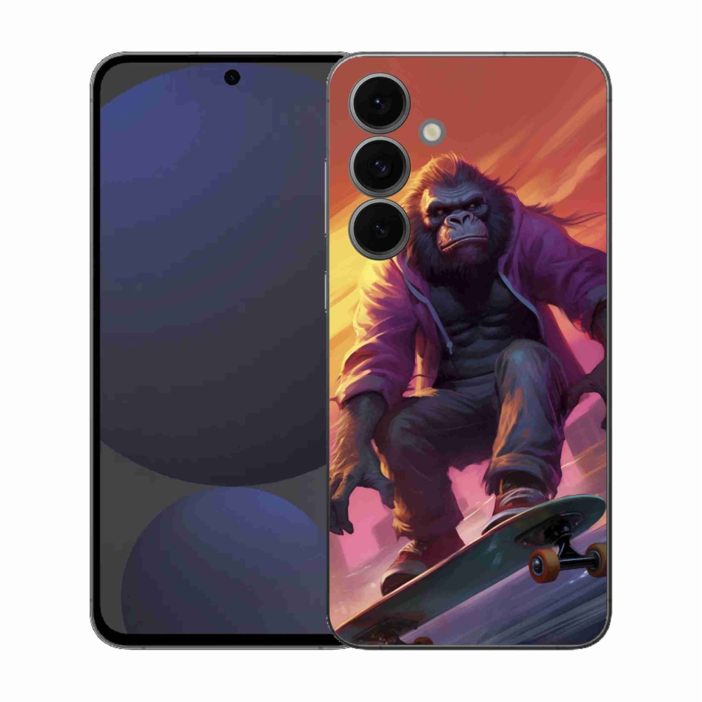 Gelový kryt mmCase na Samsung Galaxy S25 FE - gorila na skateboardu