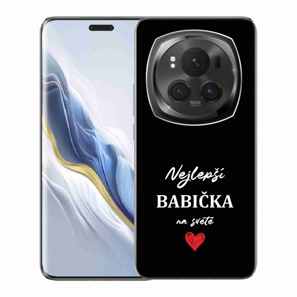 Gelový kryt mmCase na Honor Magic 6 Pro 5G - nejlepší babička 1 černé pozadí