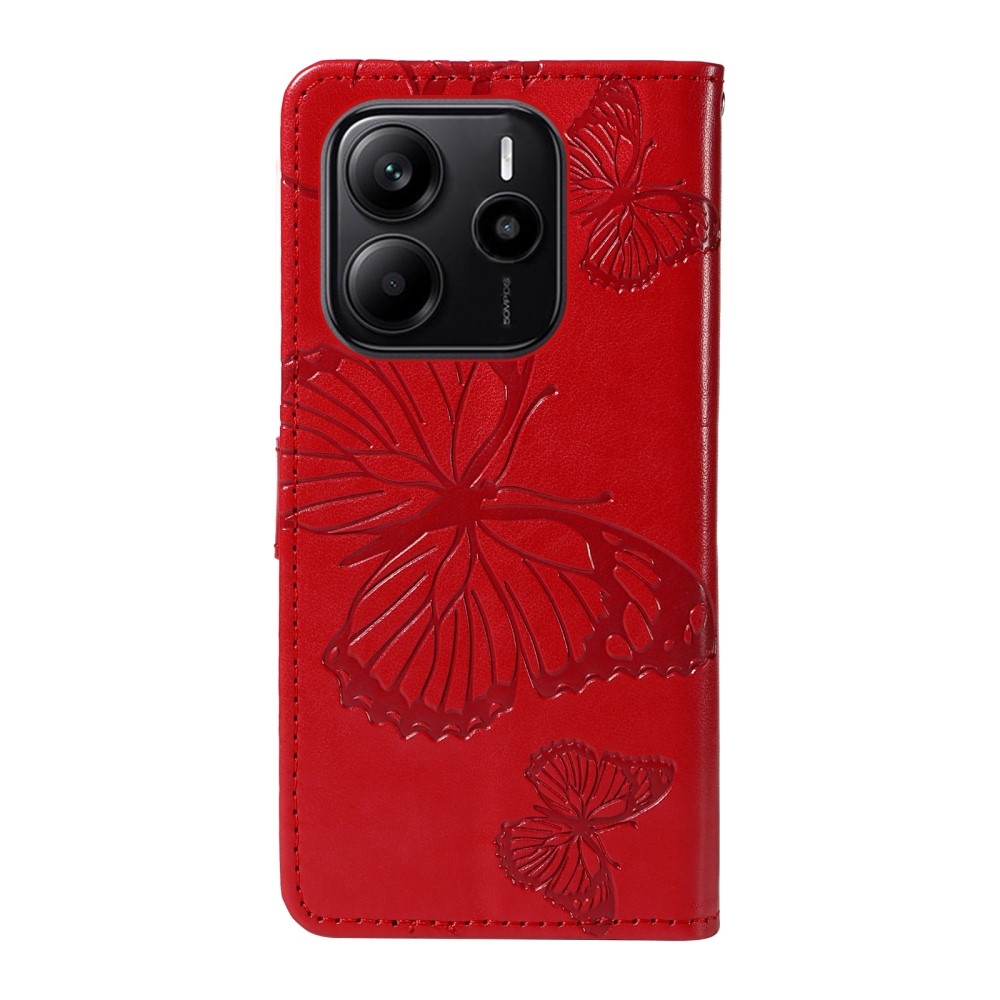 Big Butterfly knížkové pouzdro na Xiaomi Redmi Note 14 - červené