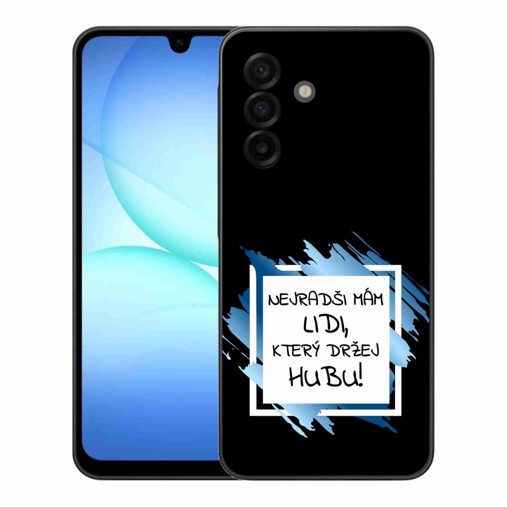 Gelový kryt mmCase na Samsung Galaxy A17 5G - vtipný text 7 bíločerné pozadí