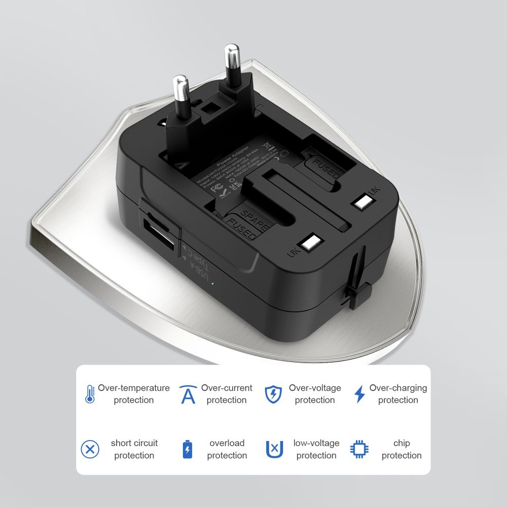 Tech-Protect TA300 univerzální cestovní adaptér EU / UK / US / AU