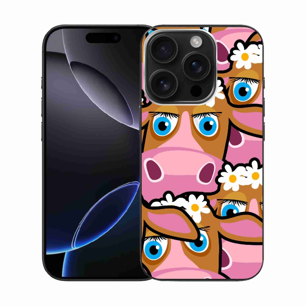 Gelový kryt mmCase na iPhone 16 Pro - kreslené kravičky