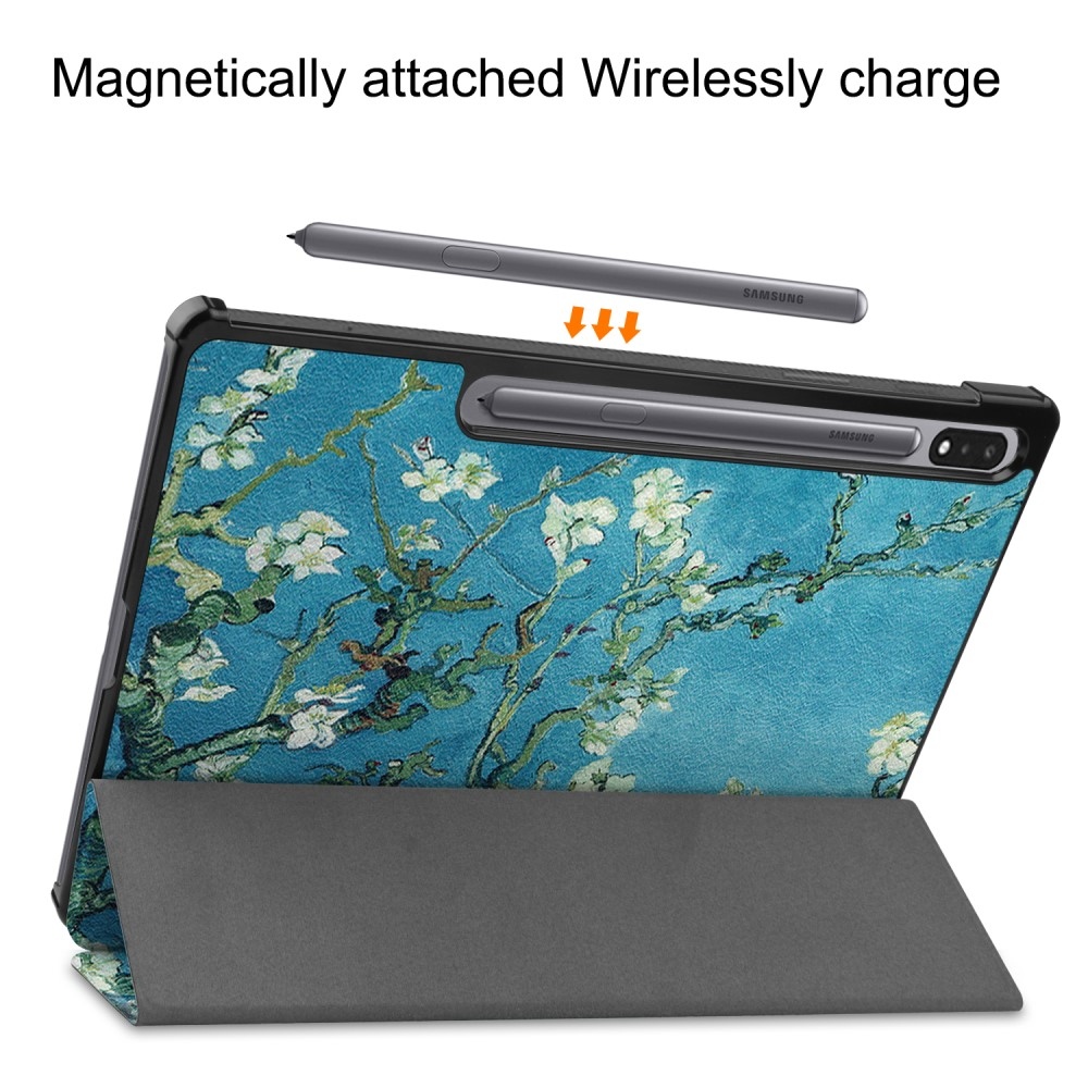 Print chytré zavírací pouzdro na Samsung Galaxy Tab S9+/Tab S10+ - bílé květy