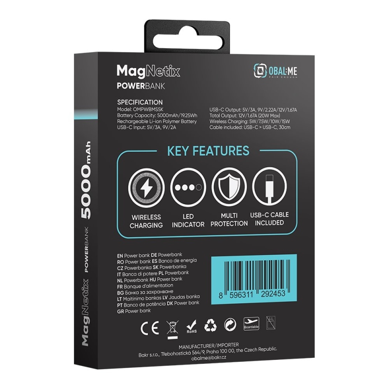 OBAL:ME MagNetix Powerbanka 5000mAh Black