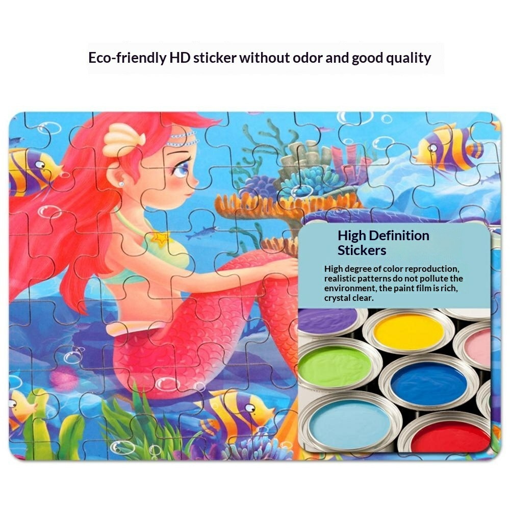 Dřevěné puzzle v kovové krabičce 60 dílků  - mořská panna 