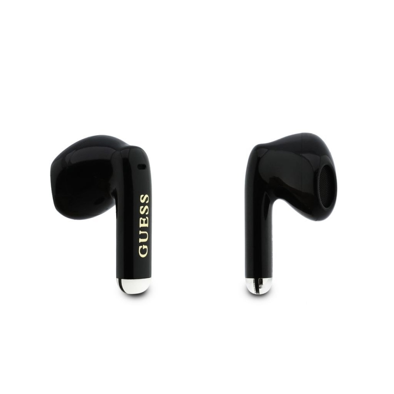 Guess Gold Line Glossy Classic Logo TWS Bezdrátová Sluchátka Black