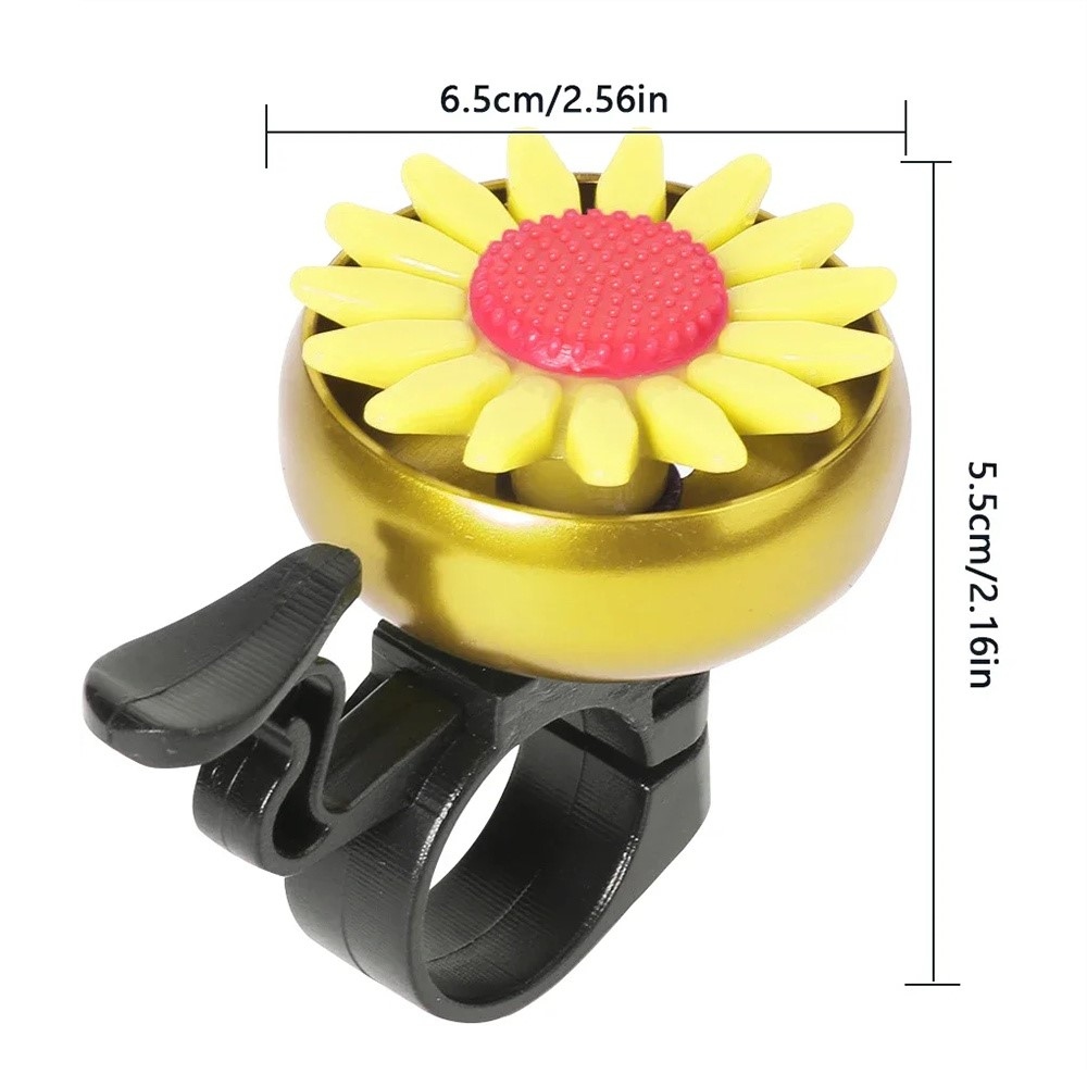 Dětský zvonek na kolo s motivem květiny - žlutý