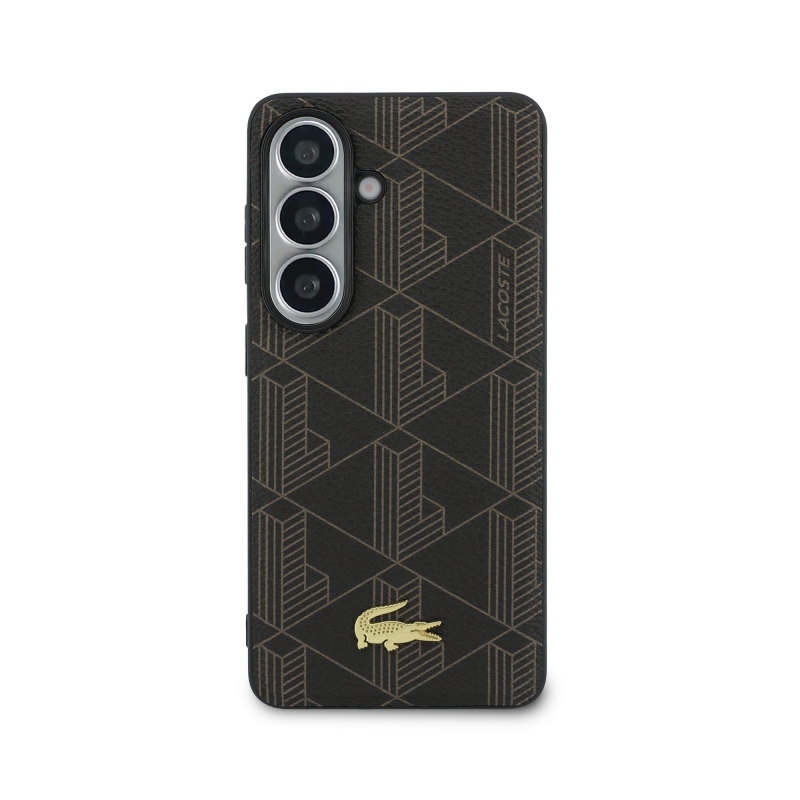 Lacoste PVC Blend Monogram Gold Logo Magnetic Zadní Kryt pro Samsung Galaxy S26 Brown