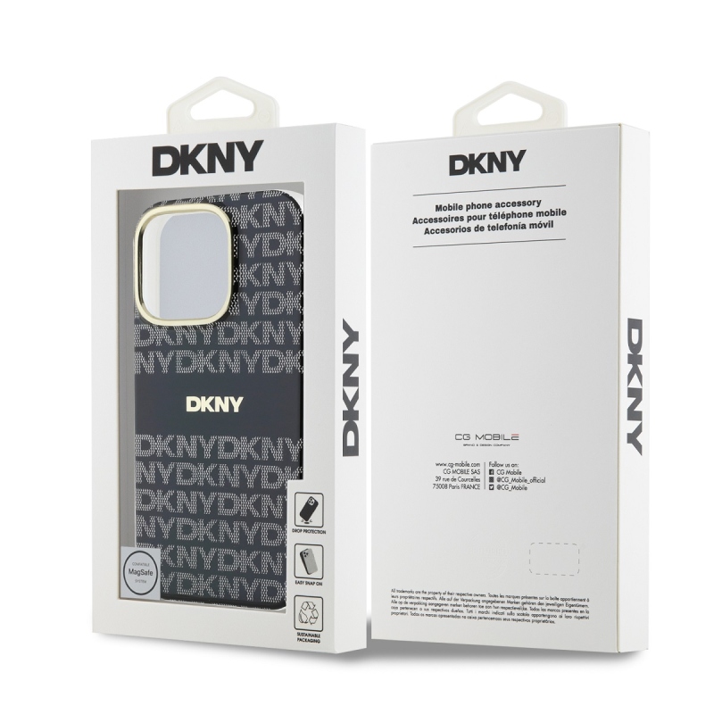 DKNY PC/TPU Repeat Pattern Tonal Stripe Magsafe Zadní Kryt pro iPhone 16 Pro Black