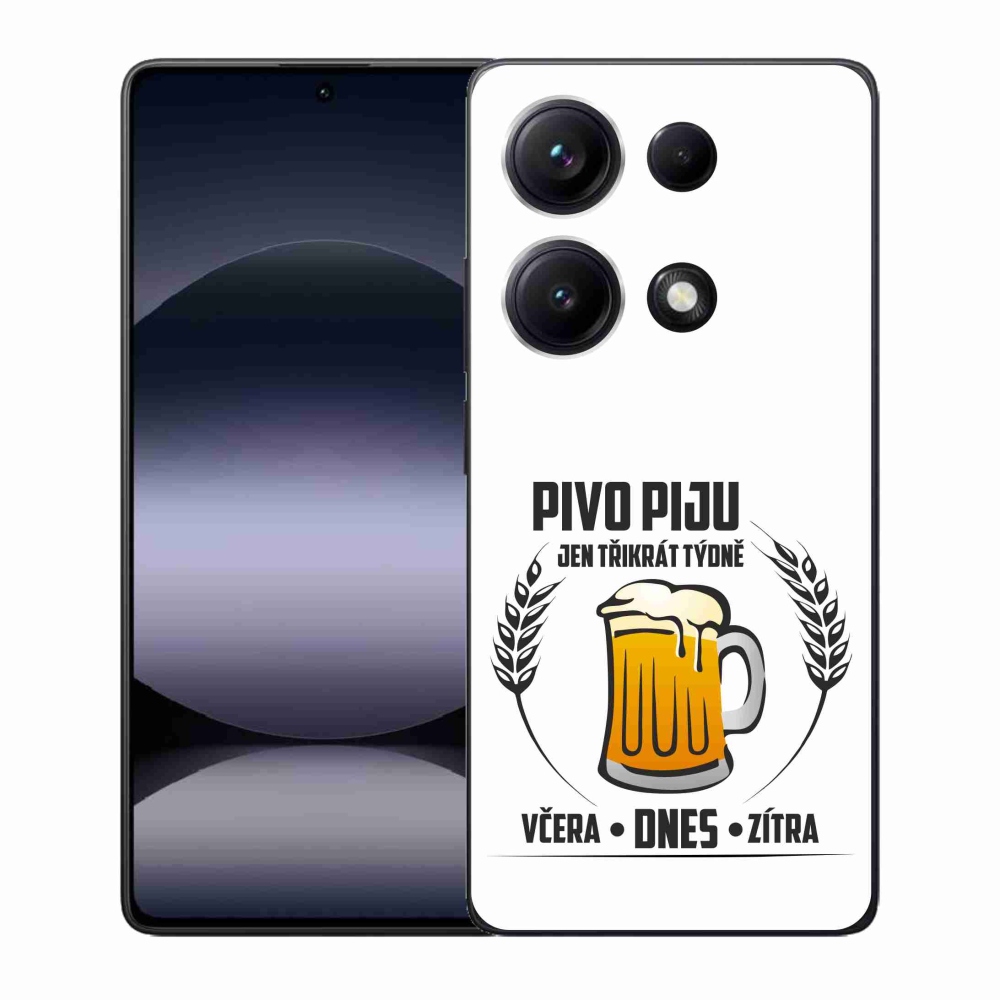 Gelový kryt mmCase na Xiaomi Redmi Note 14S - pivní motiv bílé pozadí