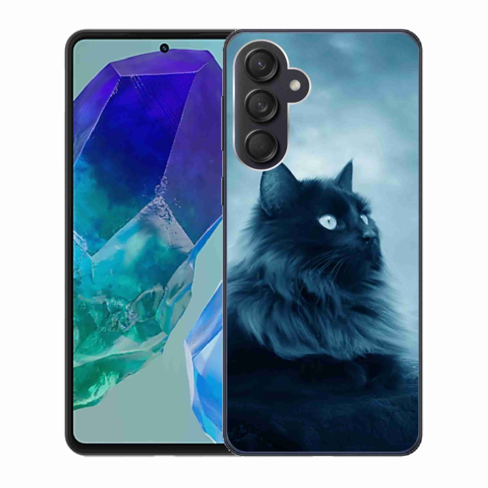 Gelový obal mmCase na Samsung Galaxy M55 5G - černá kočka 1