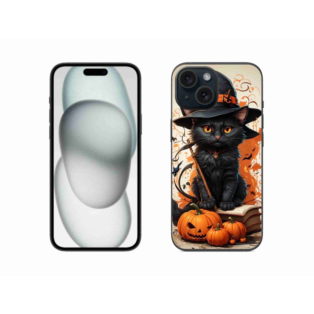 Gelový kryt mmCase na iPhone 15 - kocour čaroděj