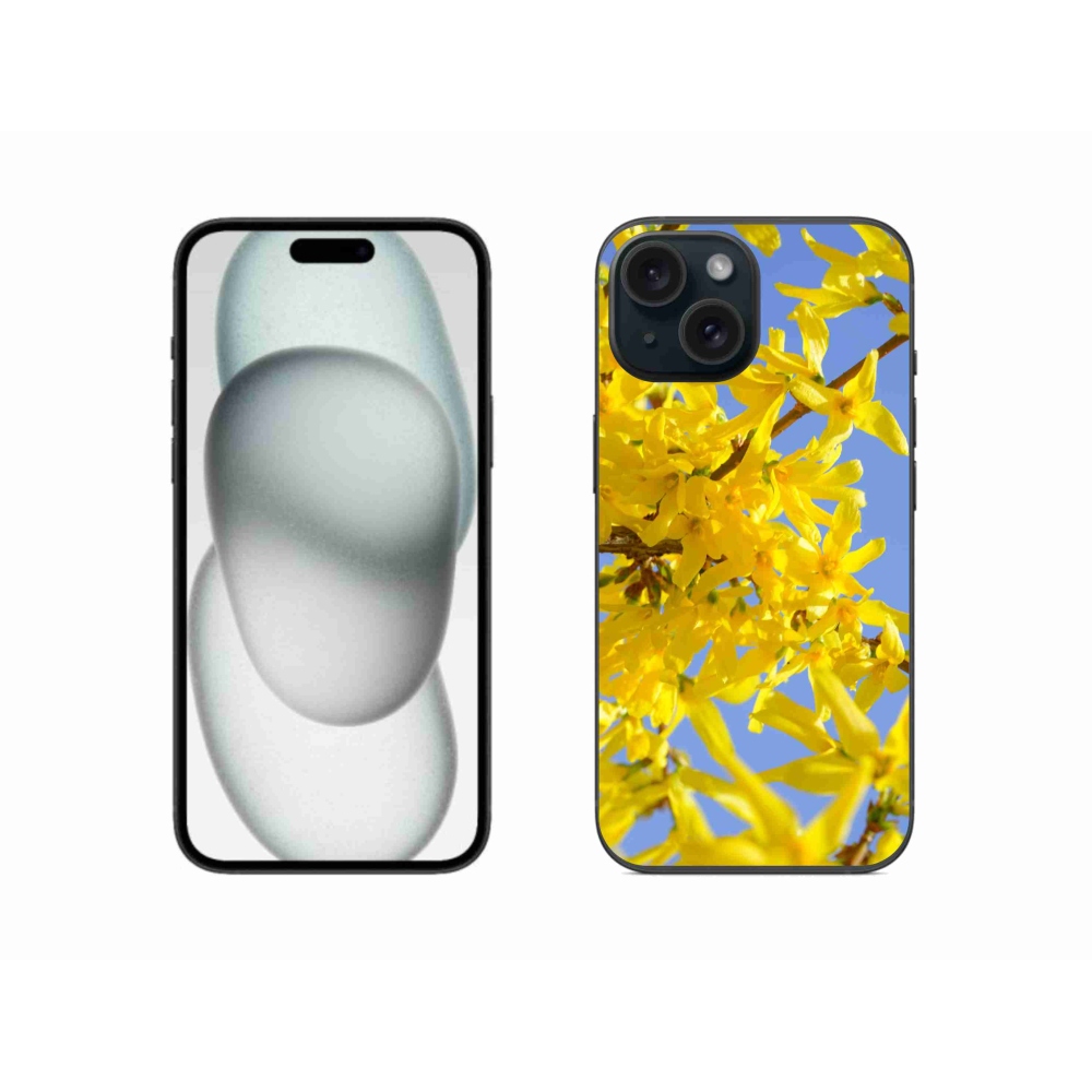 Gelový kryt mmCase na iPhone 15 - žluté květy