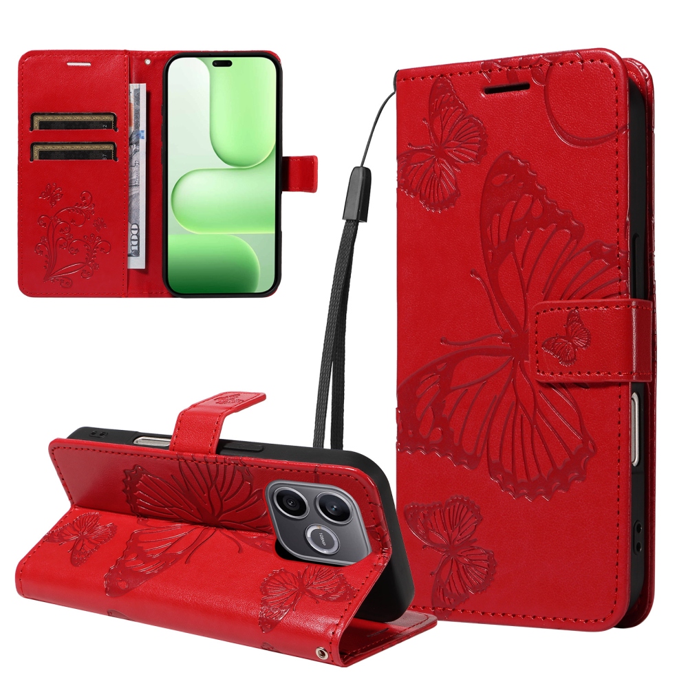 Big Butterfly knížkové pouzdro na Honor 600 Lite 5G - červené