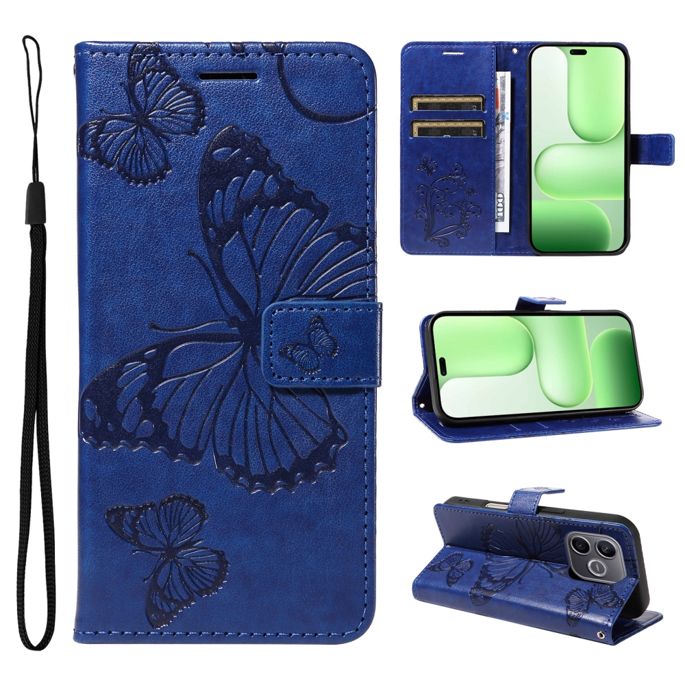 Big Butterfly knížkové pouzdro na Honor 600 Lite 5G - modré