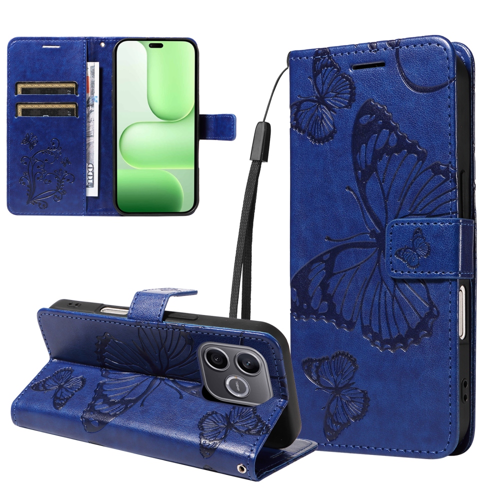 Big Butterfly knížkové pouzdro na Honor 600 Lite 5G - modré