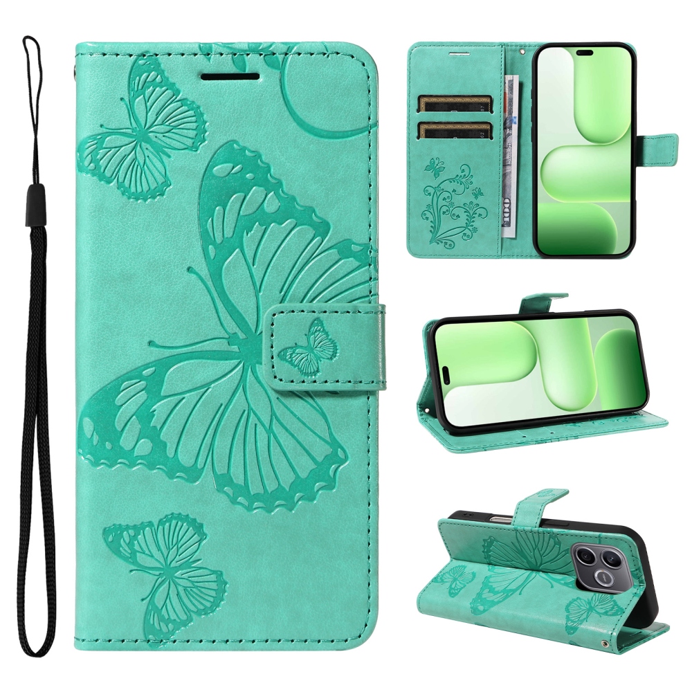 Big Butterfly knížkové pouzdro na Honor 600 Lite 5G - modrozelené