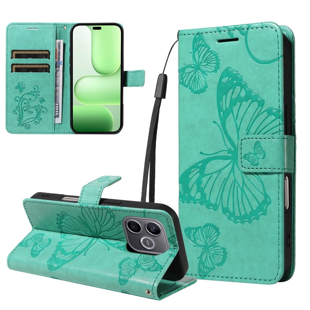 Big Butterfly knížkové pouzdro na Honor 600 Lite 5G - modrozelené