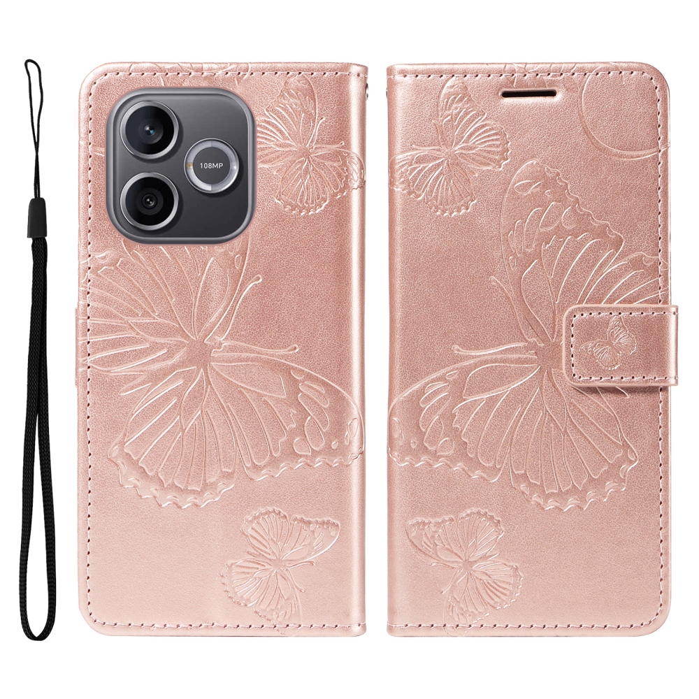Big Butterfly knížkové pouzdro na Honor 600 Lite 5G - růžovozlaté