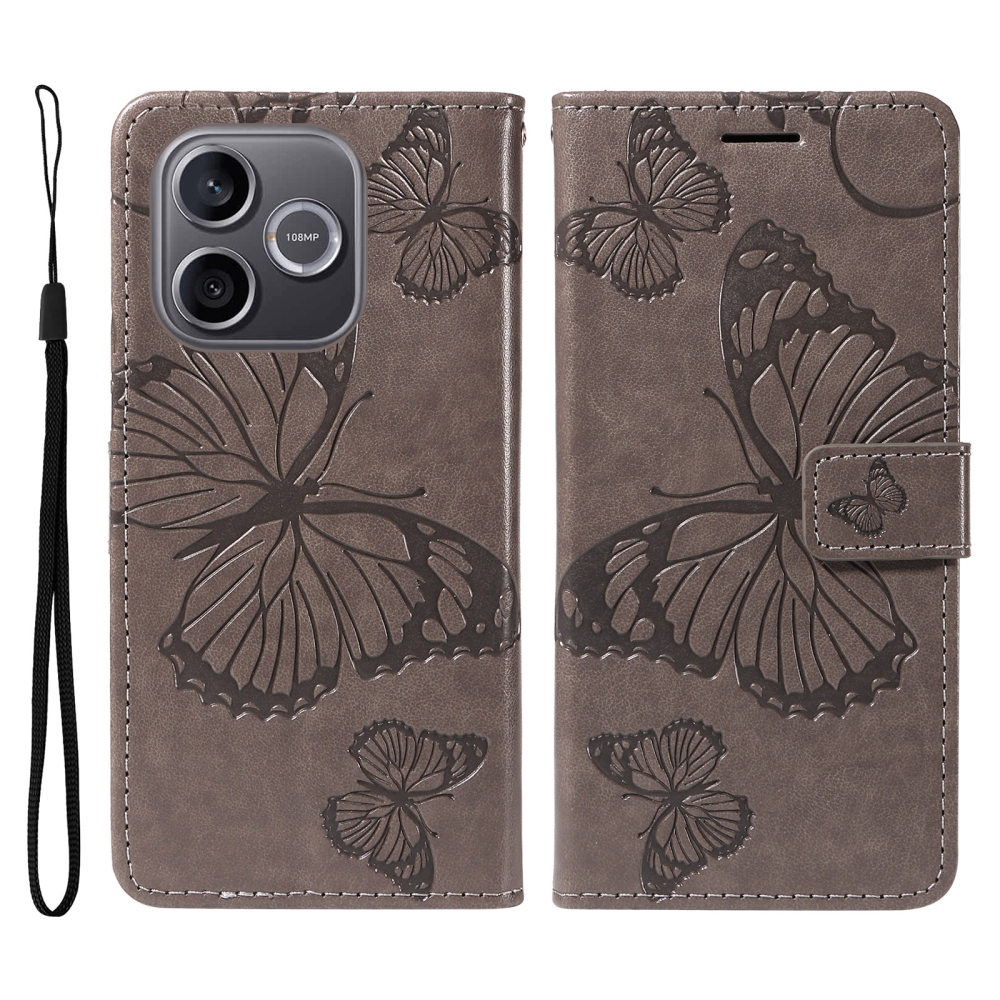 Big Butterfly knížkové pouzdro na Honor 600 Lite 5G - šedé