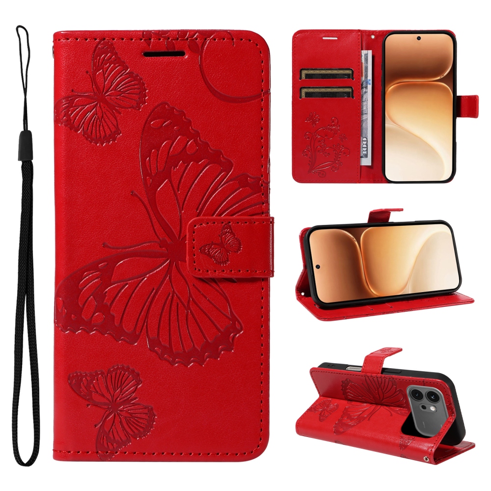 Big Butterfly knížkové pouzdro na Honor 600 Pro 5G/Honor 600 5G - červené