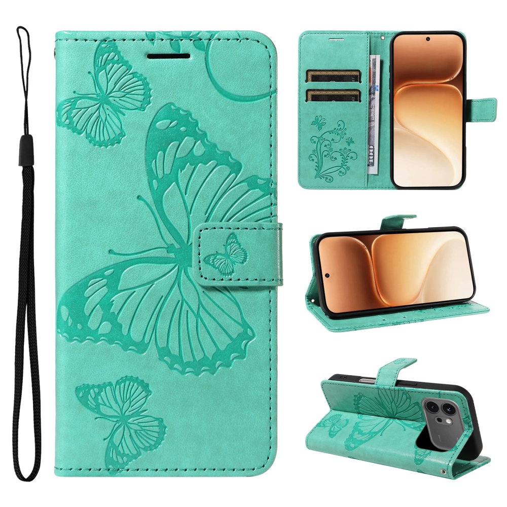 Big Butterfly knížkové pouzdro na Honor 600 Pro 5G/Honor 600 5G - modrozelené