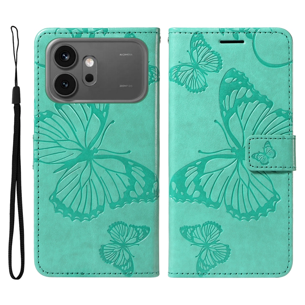 Big Butterfly knížkové pouzdro na Honor 600 Pro 5G/Honor 600 5G - modrozelené