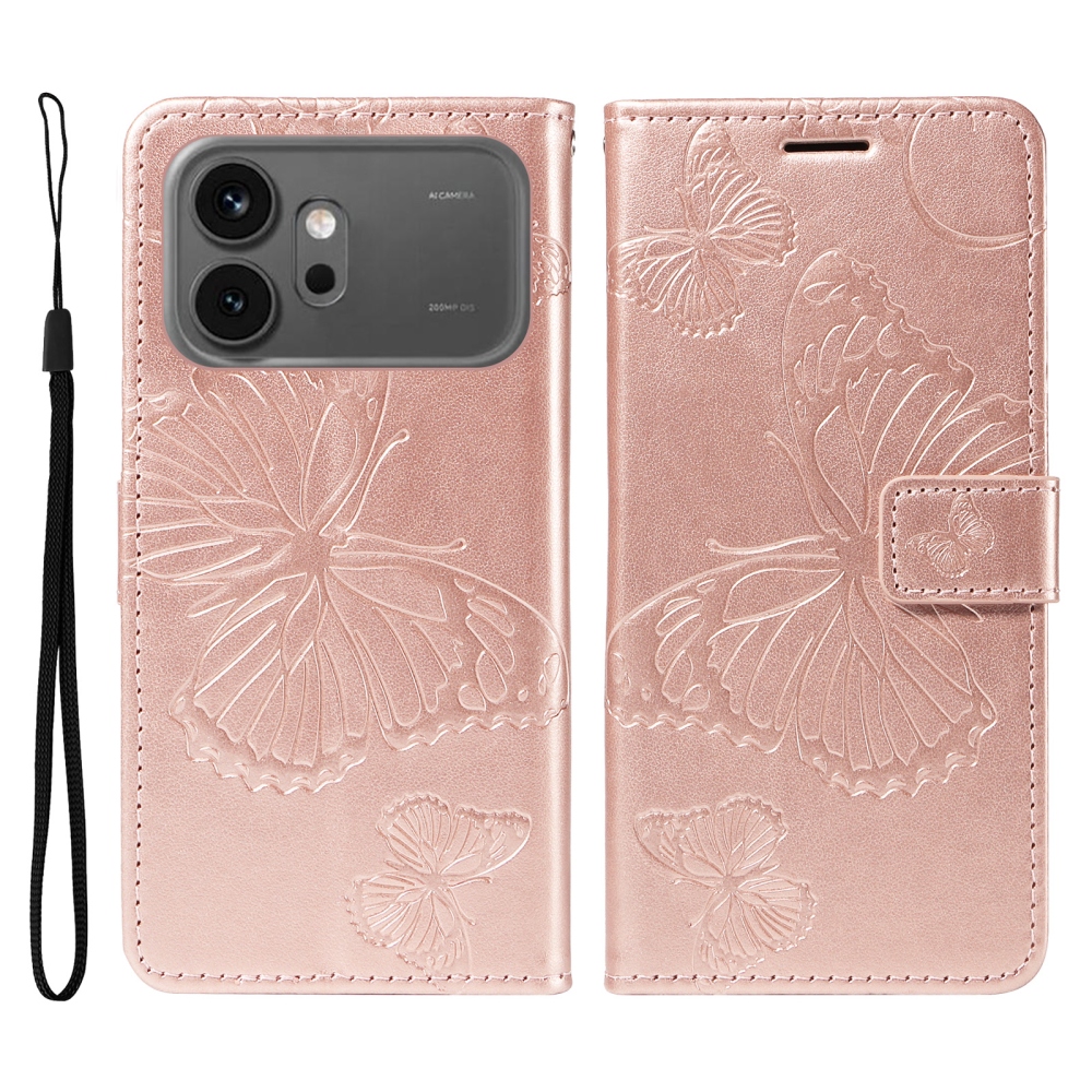 Big Butterfly knížkové pouzdro na Honor 600 Pro 5G/Honor 600 5G - růžovozlaté