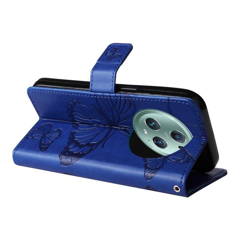 Big butterfly knížkové pouzdro na Honor Magic 5 Pro 5G - modré