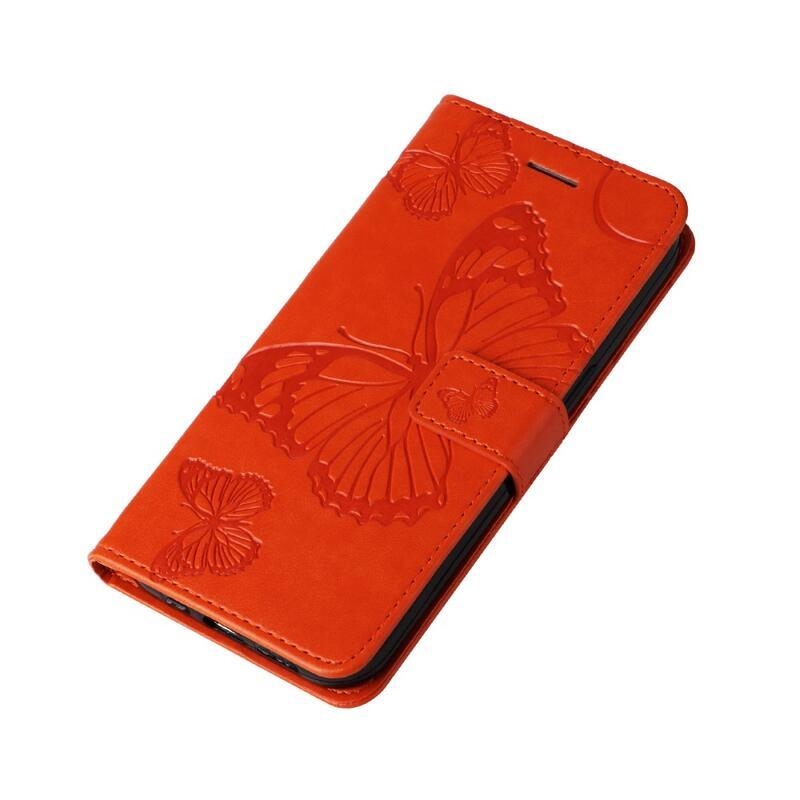 Big butterfly knížkové pouzdro na Honor Magic 5 Pro 5G - oranžové