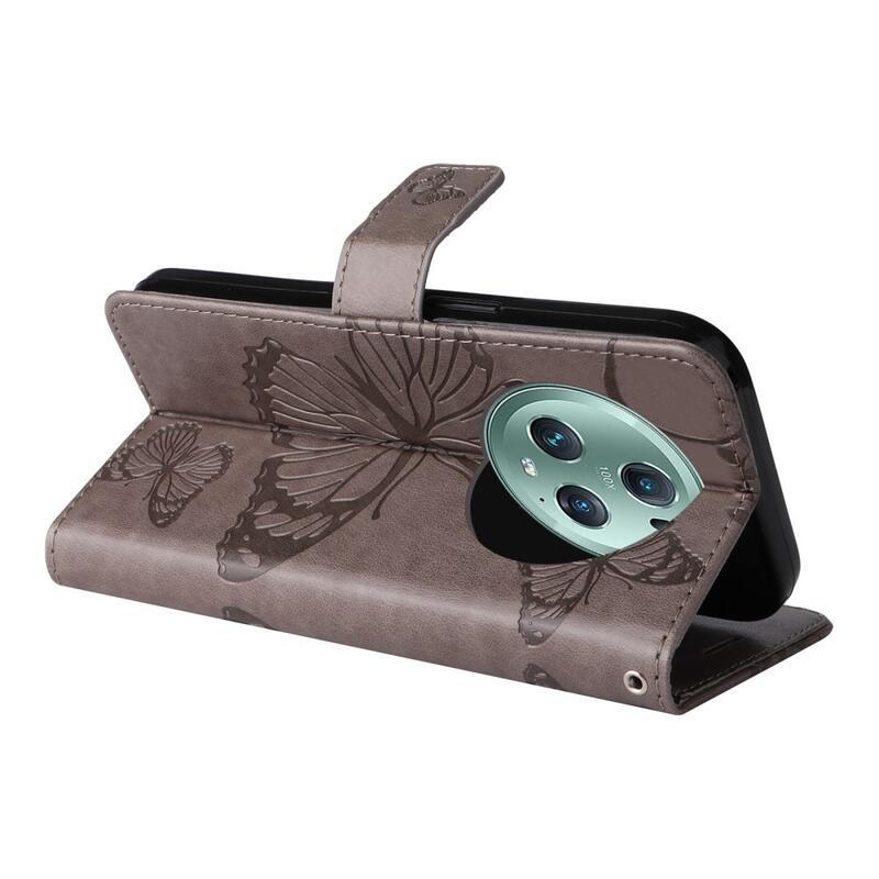 Big butterfly knížkové pouzdro na Honor Magic 5 Pro 5G - šedé