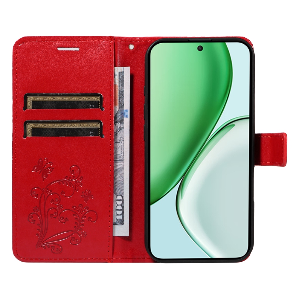 Big Butterfly knížkové pouzdro na Honor Magic 8 Lite 5G - červené