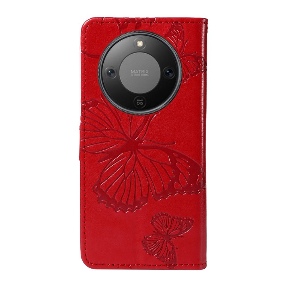 Big Butterfly knížkové pouzdro na Honor Magic 8 Lite 5G - červené