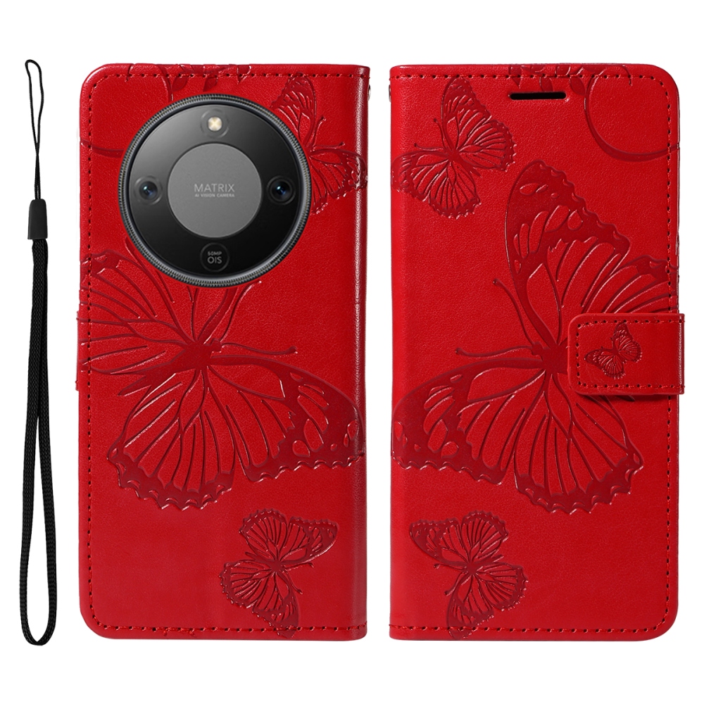 Big Butterfly knížkové pouzdro na Honor Magic 8 Lite 5G - červené