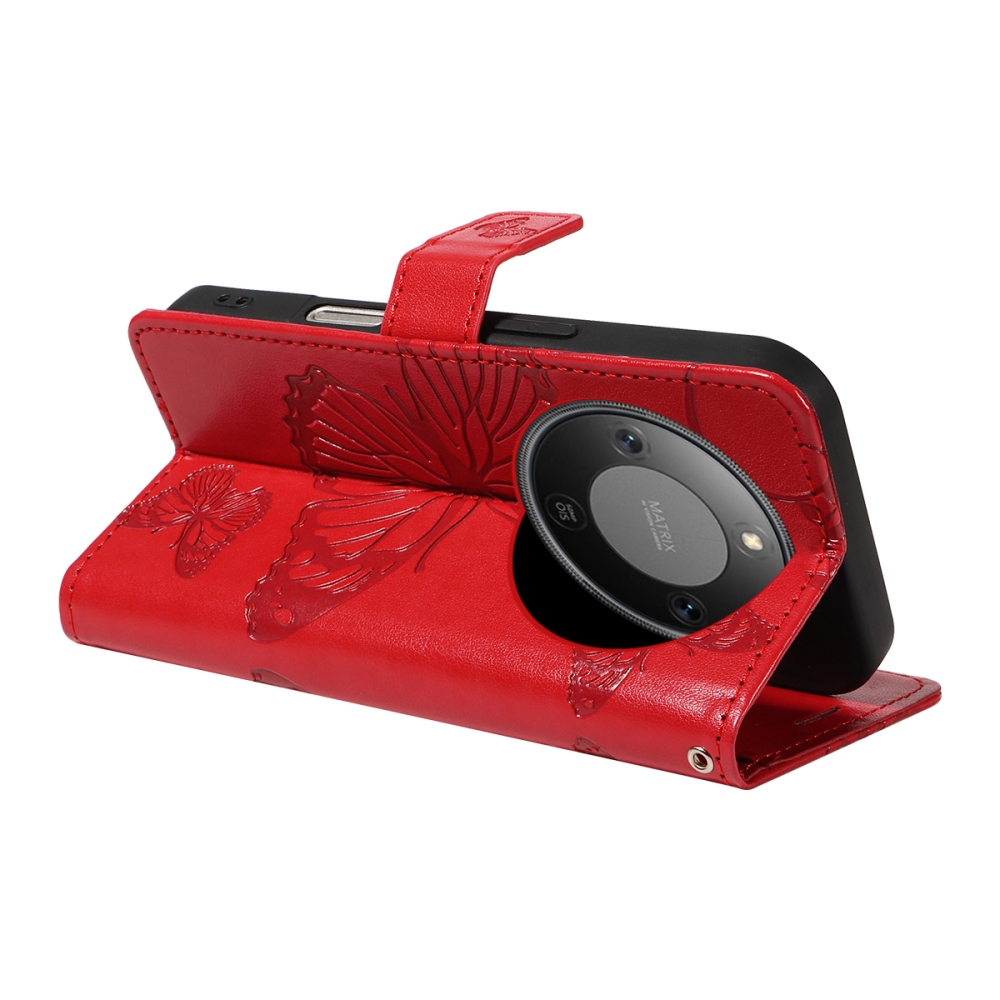 Big Butterfly knížkové pouzdro na Honor Magic 8 Lite 5G - červené