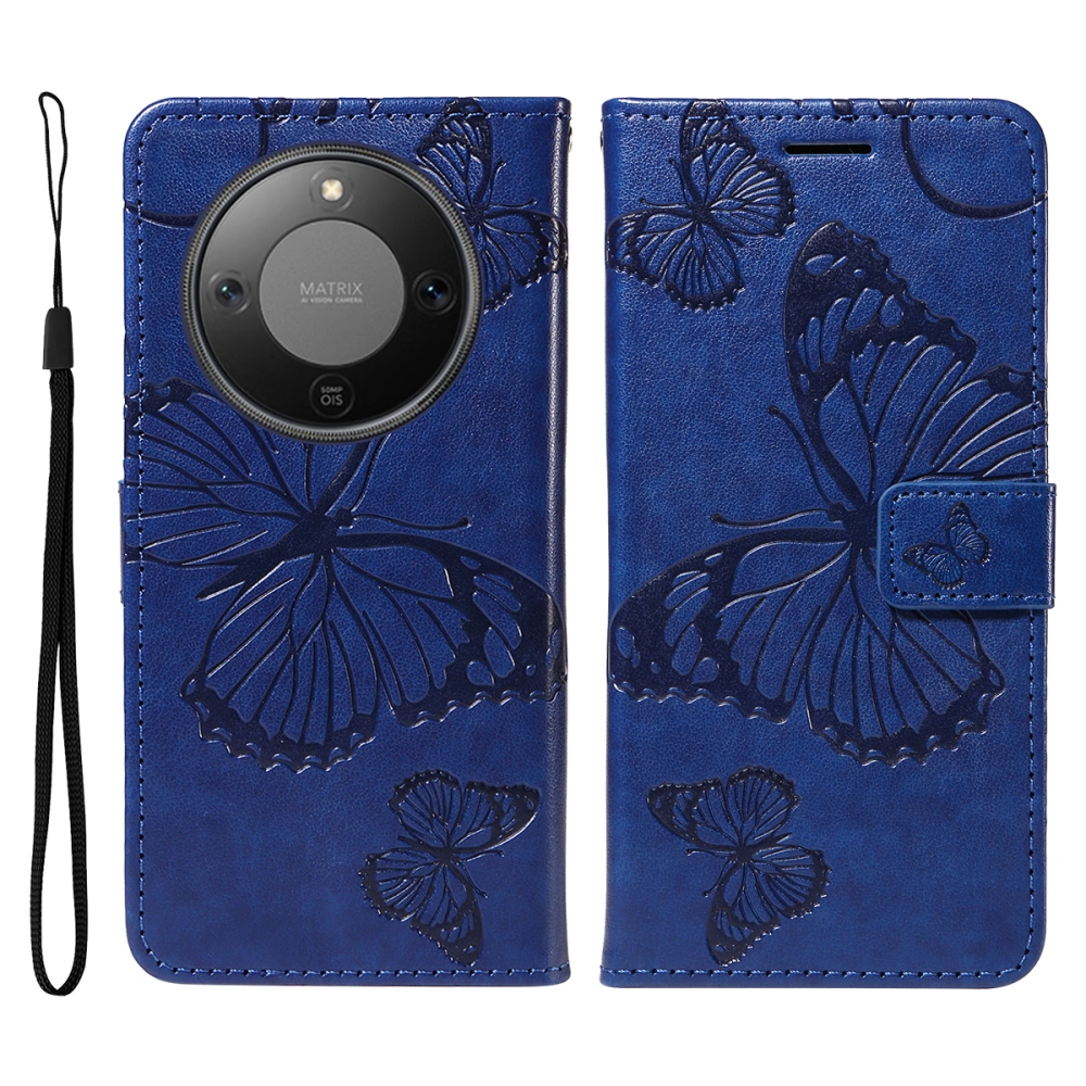 Big Butterfly knížkové pouzdro na Honor Magic 8 Lite 5G - modré