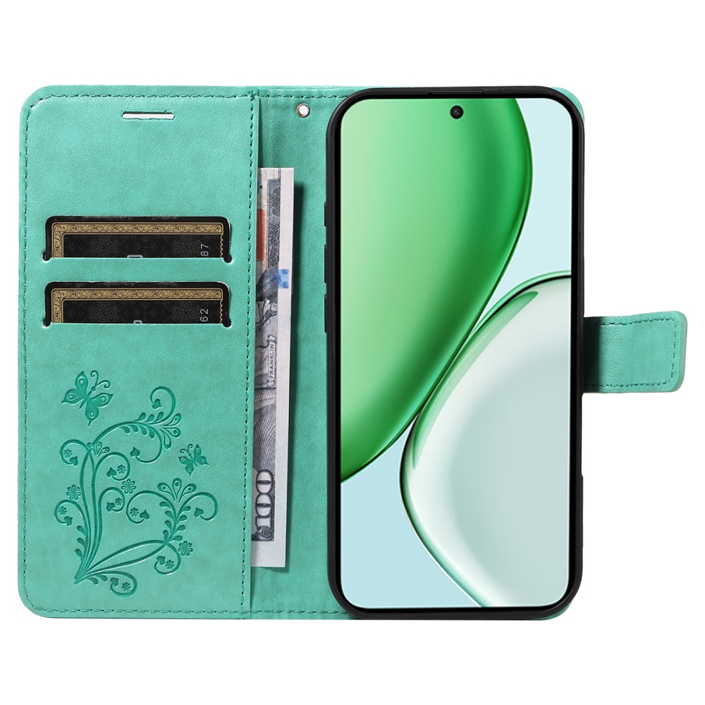 Big Butterfly knížkové pouzdro na Honor Magic 8 Lite 5G - modrozelené