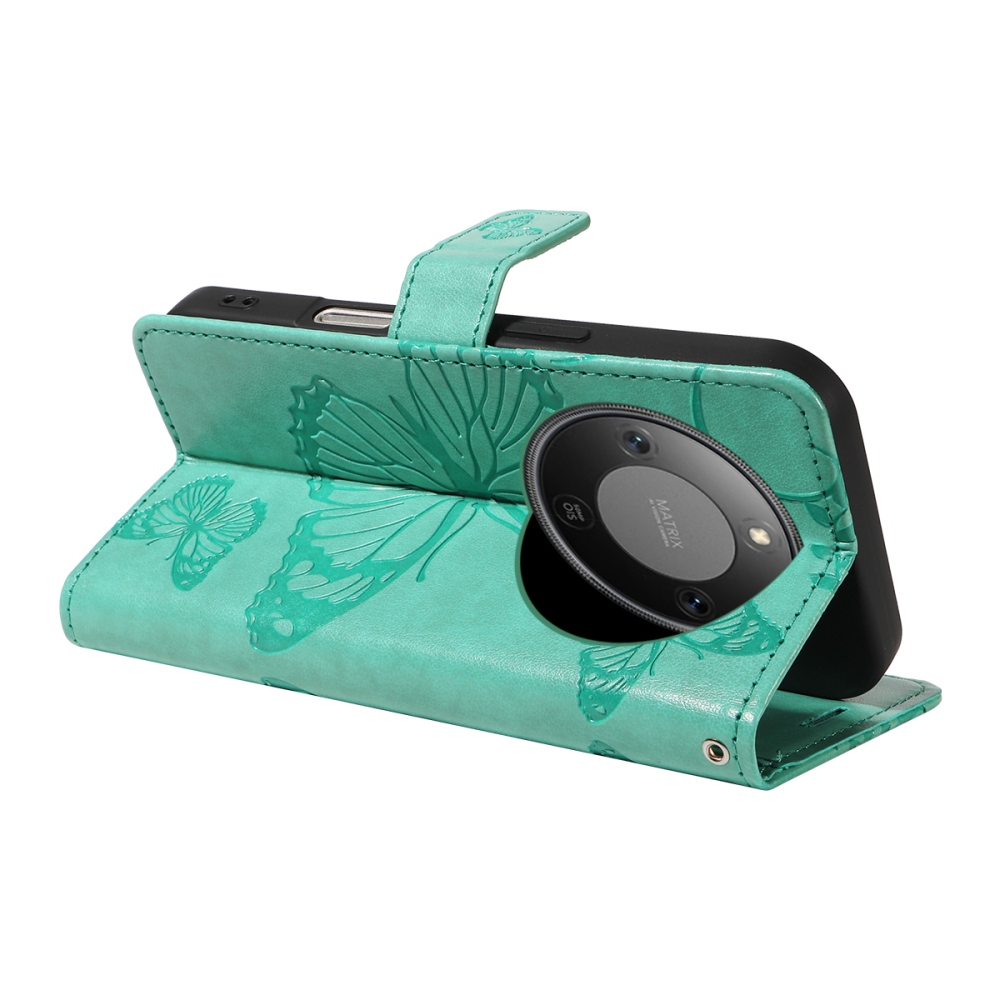 Big Butterfly knížkové pouzdro na Honor Magic 8 Lite 5G - modrozelené